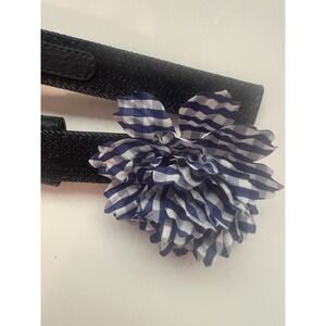 Talbots Dark Denim Blue‎ Gingham Flower Cotton Women's Belt Small